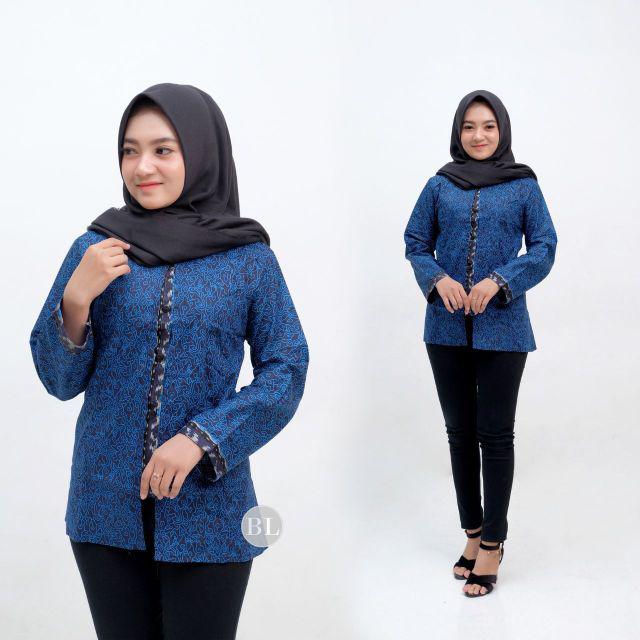ATASAN BATIK WANITA DAN PRIA MURAH SIZE M L XL XXL-Cewek Biru