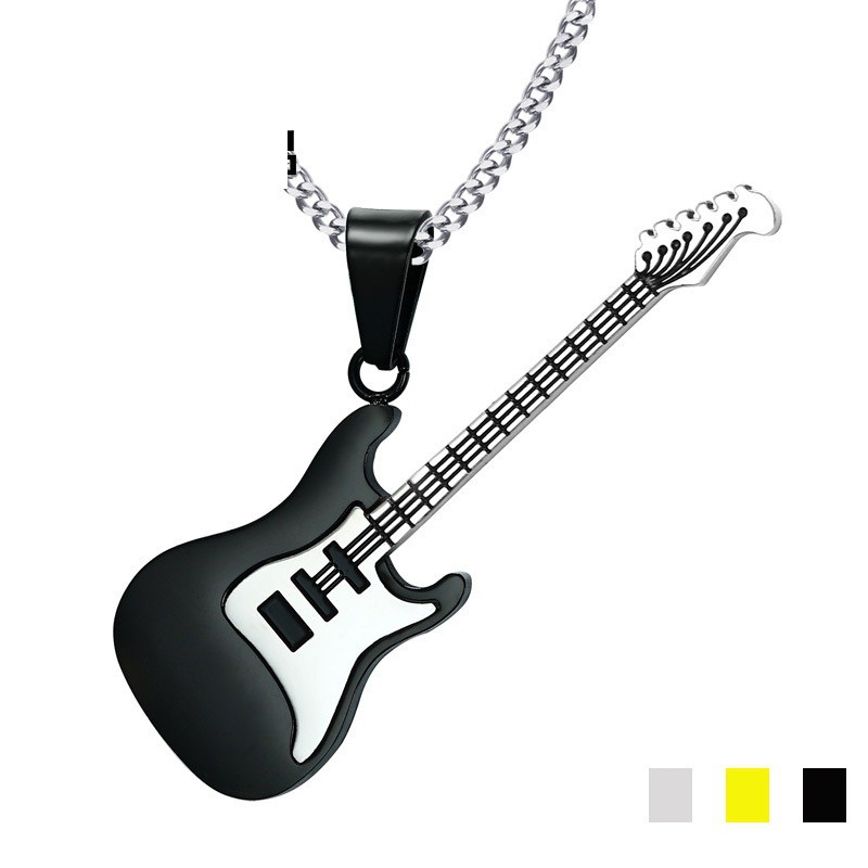 Kalung Cowok Pria bahan titanium cocok hadiah trend masa kini KC001 motif gitar