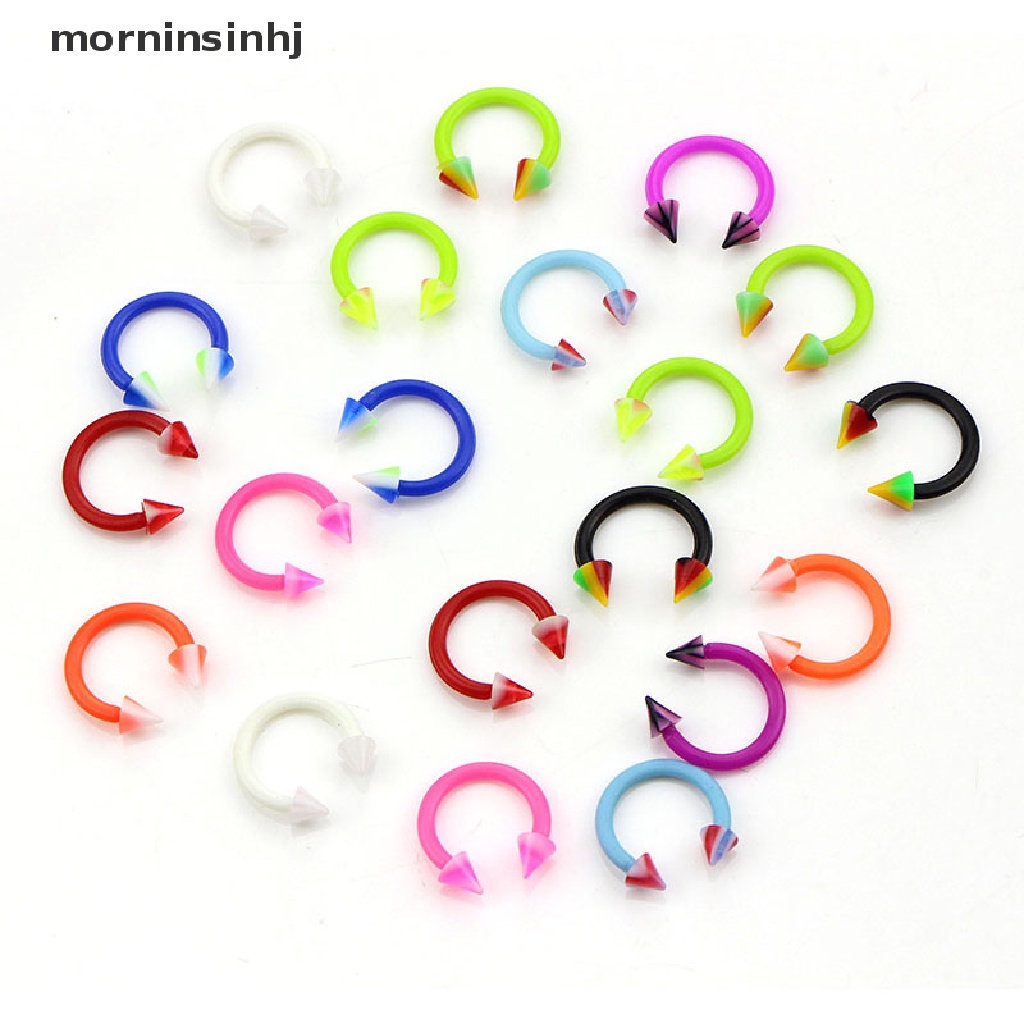 Mornin 20pcs / Set Anting Tindik Hidung / Tulang Rawan Telinga Bentuk Barbel Bahan Akrilik