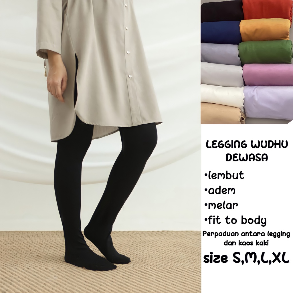 Celana Legging Wudhu Polos Wanita Bahan Spandek Rayon Premium