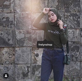 MUNDAY LONGSLEEVE HIJAU  ARMY  PANJANG BAJU  TSHIRT KAOS  