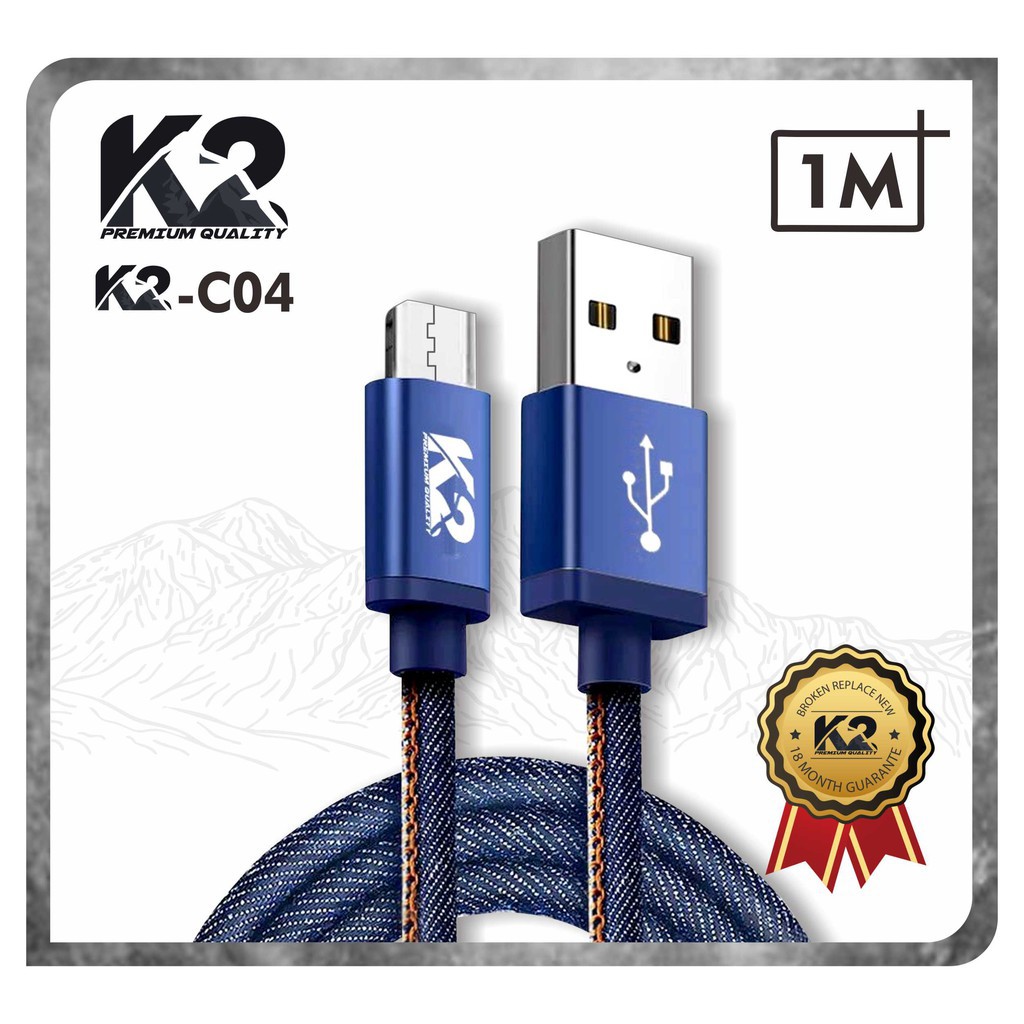 Kabel Data DENIM K2 PREMIUM QUALITY K2-C04 Fast Charging MICRO USB