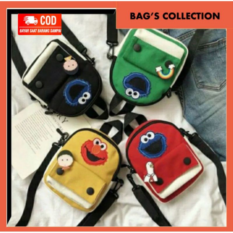 TAS SELEMPANG REMAJA/TAS SELEMPANG ANAK PEREMPUAN ELMO 2 TONE/SLINGBAG CEWEK KOREA