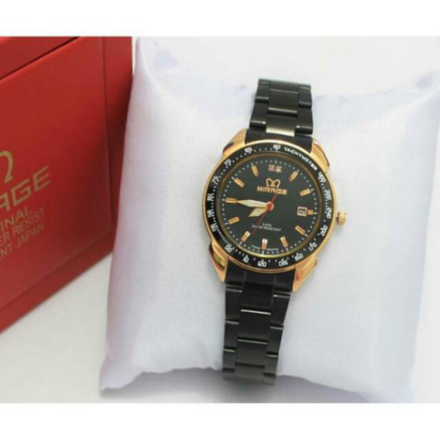 JAM TANGAN CEWEK/WANITA MIRAGE RANTAI FULL HITAM ORIGINAL ANTI AIR ELEGANT HARGA BERSAHABAT...