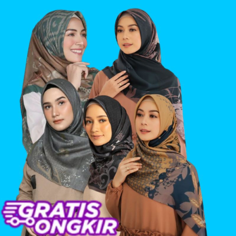 Paket usaha 1 lusin isi (12 pcs) hijab motif Segiempat denay kw  Random campur motif