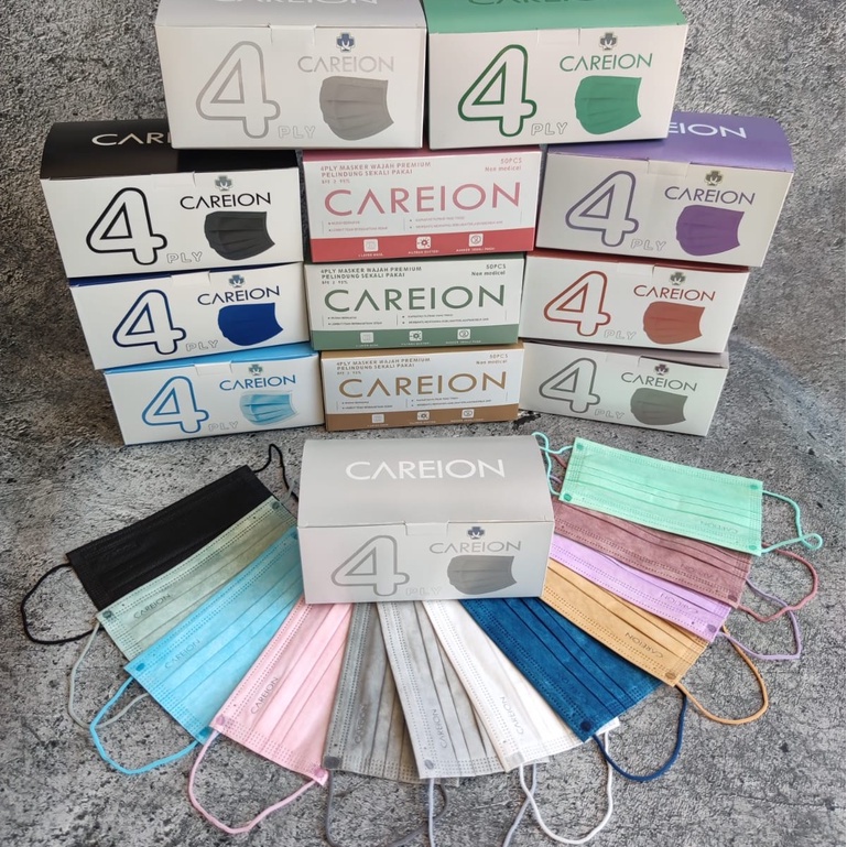 Termurah 4PLY CAREION EMBOS MASK 50 PC - MASKER 4PLY PREMIUM CAREION EARLOOP FACE MASK