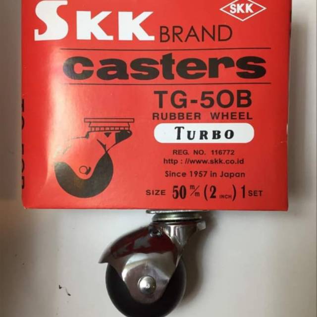 Roda Caster Karet Bulat Hitam - SKK TG-50B - 50mm (2&quot;) 1 set isi 4 pcs