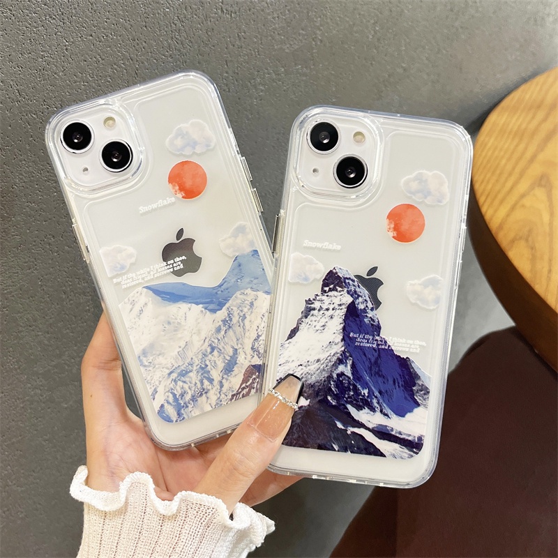 Soft Case Transparan Motif Peta Gunung Peak Untuk iphone 11 12 13 pro max x xs xr xsmax 7 8 plus