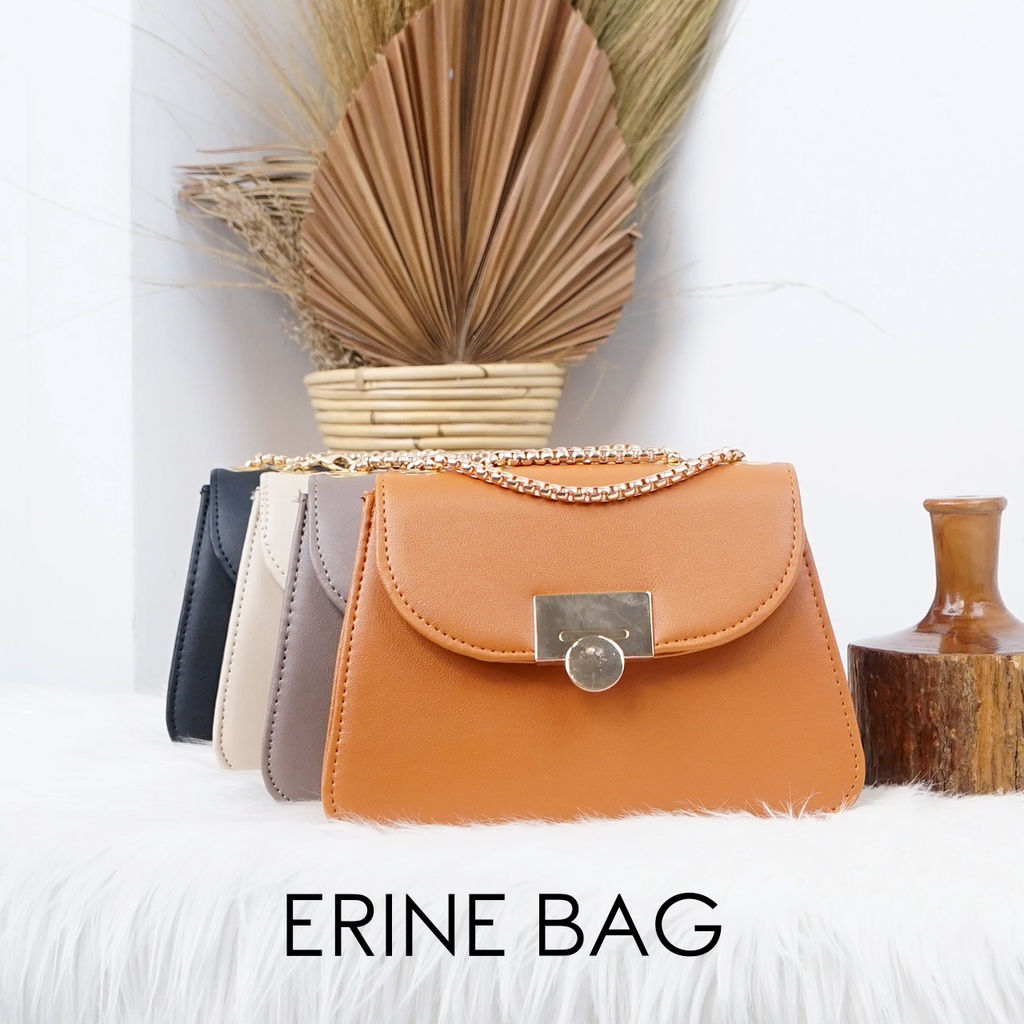 Erine Bag | Sources.id Original  - Tas Selempang Wanita Bahu Lucu Kecil / Mini Tali Rantai Gold se P