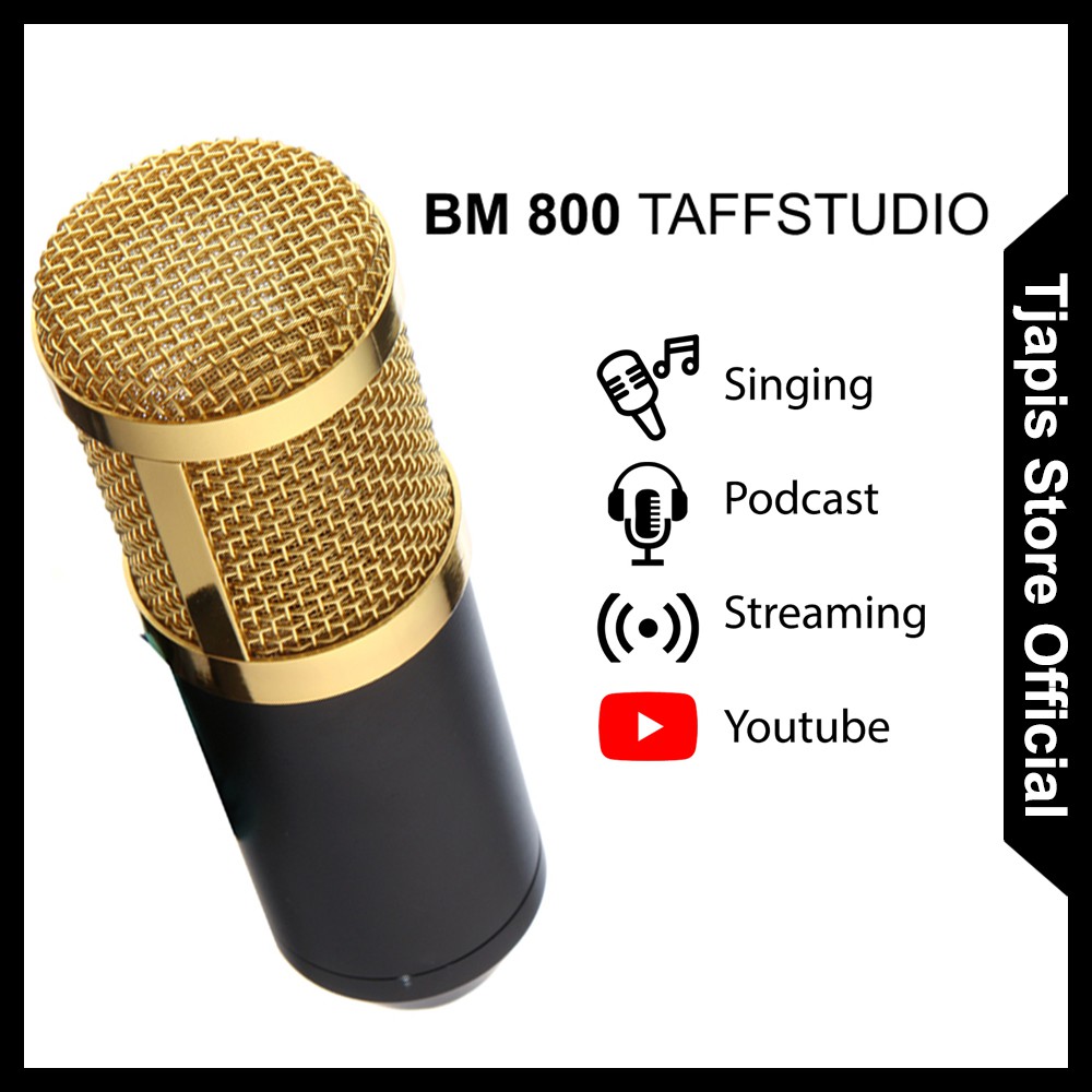 Jual MIC CONDENSER BM 800 TAFFSTUDIO PROFESIONAL 3.5MM KABEL REKAMAN SUARA KONDENSER MIKROFON