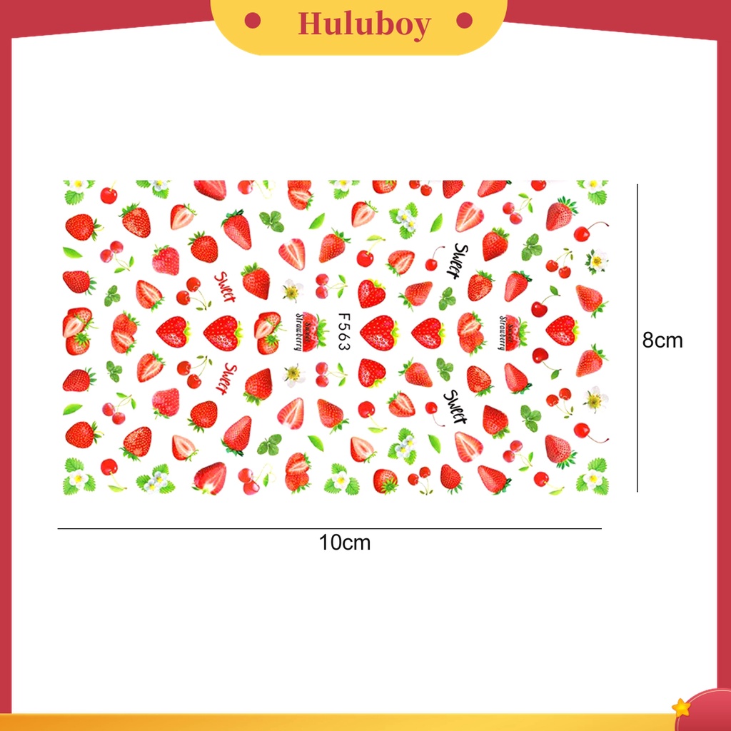 Huluboy Huluboy♡ 11 Pcs / Set Stiker Kuku 3D Aneka Bentuk Buah Strawberry Transfer Air Untuk Musim Panas