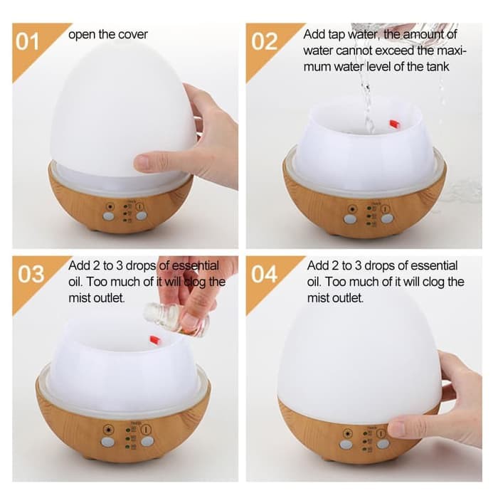 Aromatherapy Air Humidifier Wood 230ml With RGB LED Light