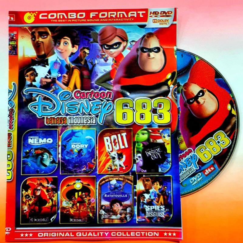 Kaset Film Koleksi Disney Anak Bahasa Indonesia NEMO-DORY-BOLT-INSIDE OUT-INCRIDIBLES-RATATOULLE