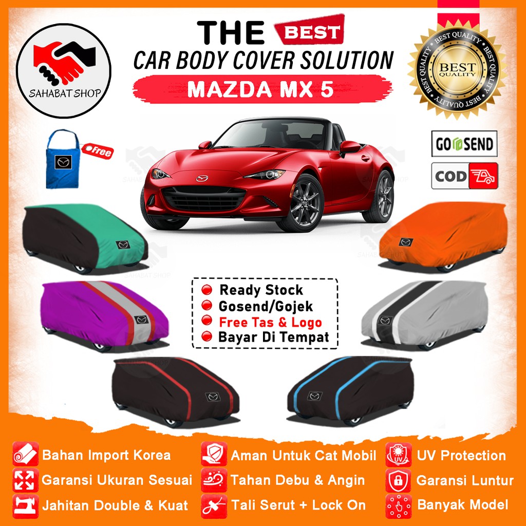 Sahabat Body Cover Mobil Mazda MX-5 / Sarung Penutup Mazda MX5 Outdoor / Selimut Tutup Pelindung Mantel Jas Kerudung Kelambu Mantol Kerodong Pembungkus Bungkus Tutupan Terpal Mobil Sedan Mazda MX 5 Waterproof Anti Air Model Orange