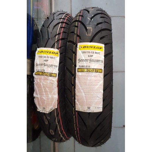 (DUNLOP) - BAN LUAR TUBELESS 110/70-13 DAN 130/70-13 DUNLOP SCOOT SMART 2 BAN LUAR DEPAN DAN BELAKAN