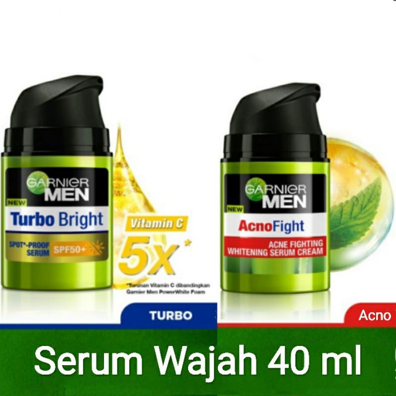 Garnier Men - Turbo Bright Spotless Serum SPF50+ 40ml & Acno Fight Brightening Serum Cream 40 ml