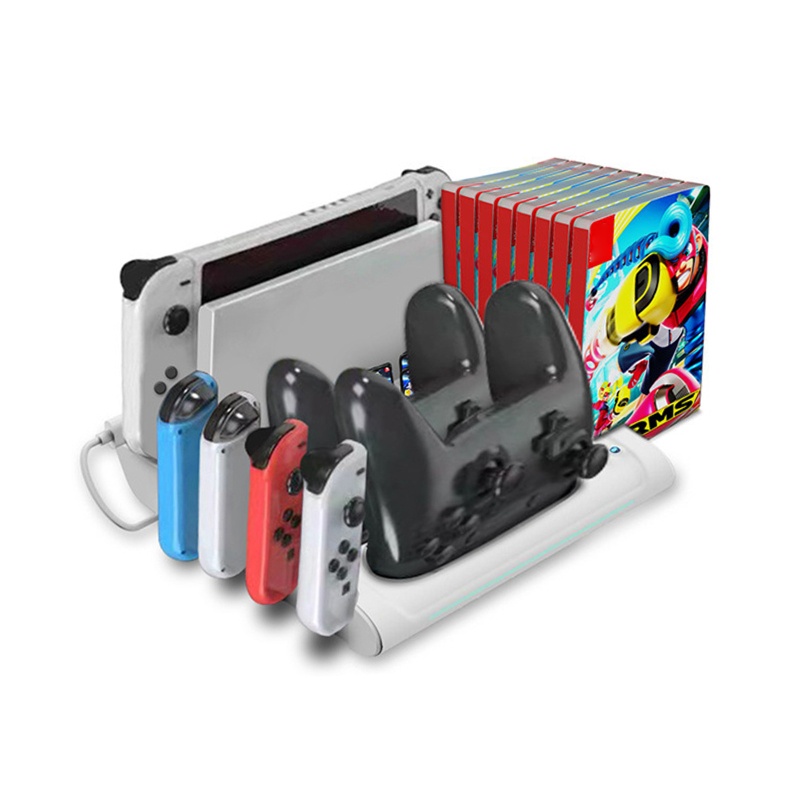 Btsg 6in1 Controller Charger Charging Dock Stand Multifungsi Untuk Switch OLED