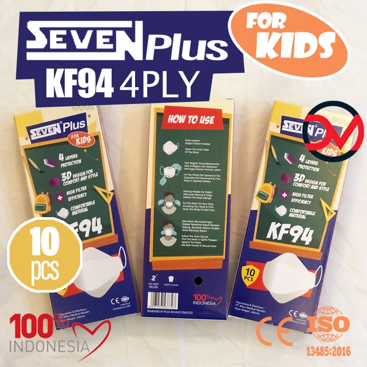 Masker Seven Plus Kids KF94 4ply / Masker Anak KF 94 isi 10