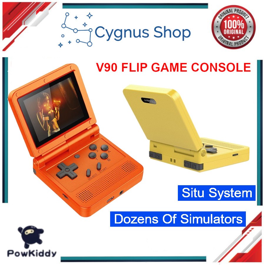 POWKIDDY V90 Retro Flip Handheld Game Player 3.0 inch IPS Pocket Mini Video Games