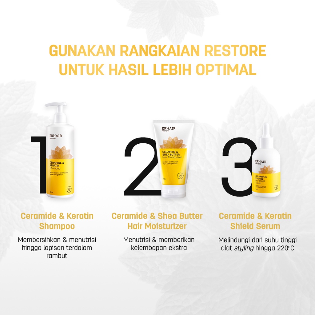 ERHAIR Shampoo Rambut Kering &amp; Rusak ERHA Restore 370 ml Ceramide &amp; Keratin Shampoo