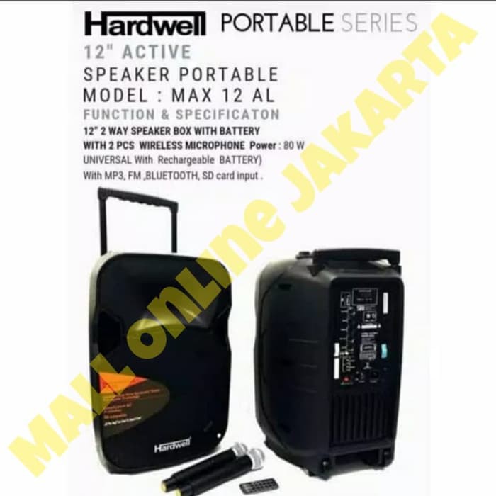 speaker aktif portable hardwell max 12al bluetooth aktiv portabel