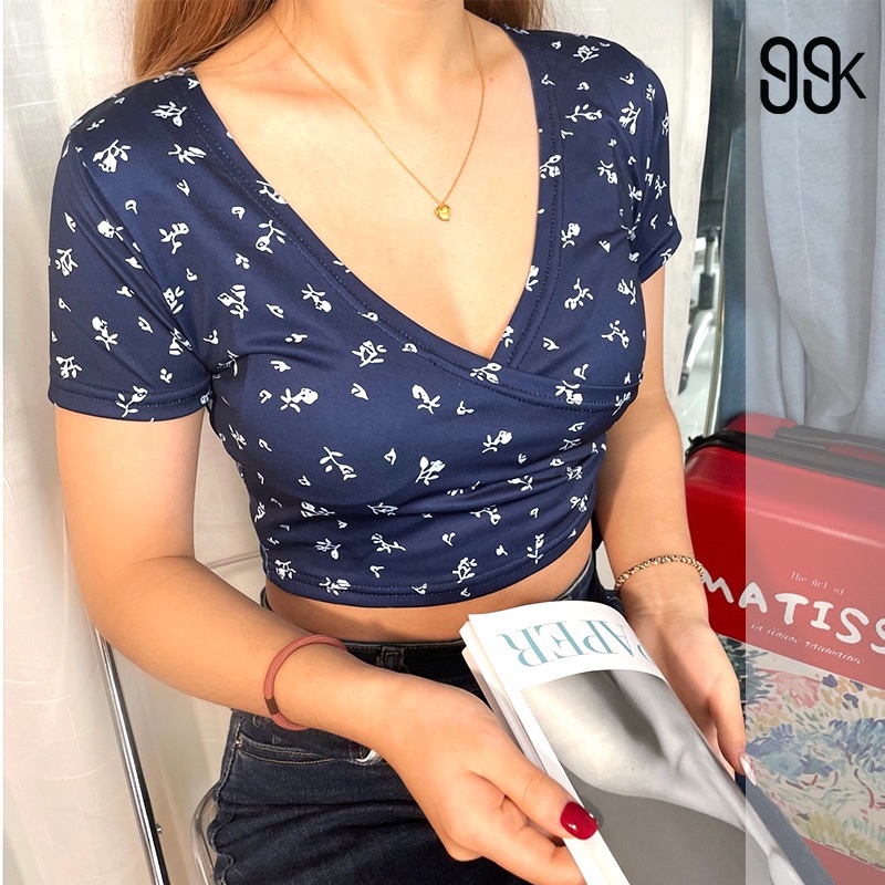 Korean BM Girls Sexy V-Neck Atasan Wanita Crop Top 2514 (S-XL)