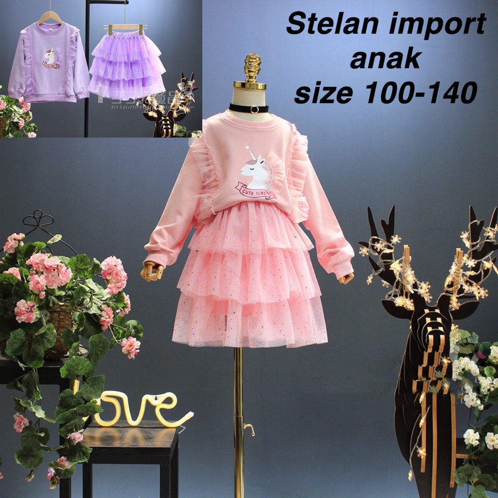(LOLI-JKT) BS-57 STELAN IMPORT ANAK CEWEK UNICORN ROK TUTU