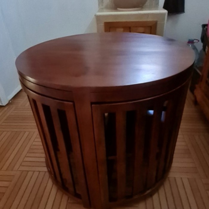 Meja Makan Minimalis Bulat 4 Kursi - Meja Makan Kayu Jati