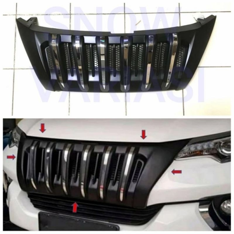 All new fortuner gril depan appolo front grille cover hitam lis chrome