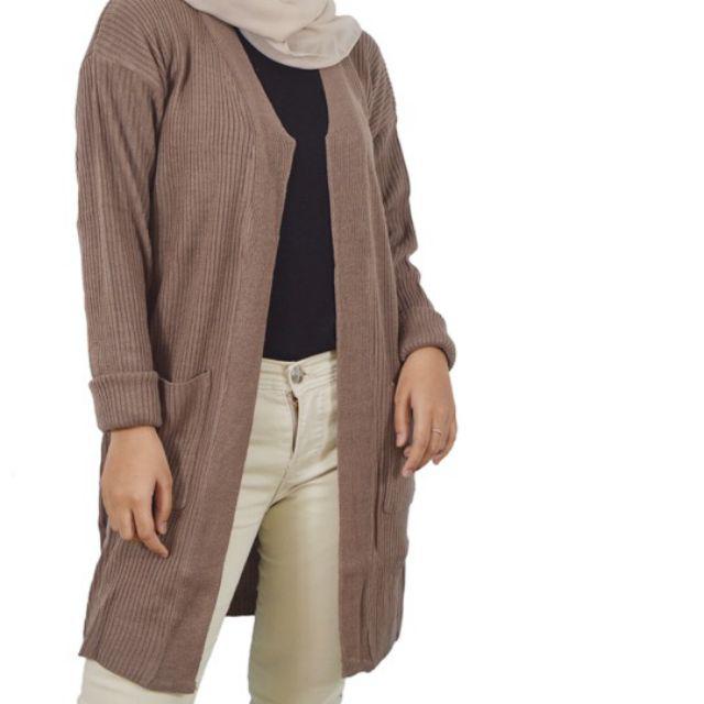 Syasweater - CARDIGAN PANJANG WANITA BELLE OVERSIZE Cardigan Wanita-Burgundy