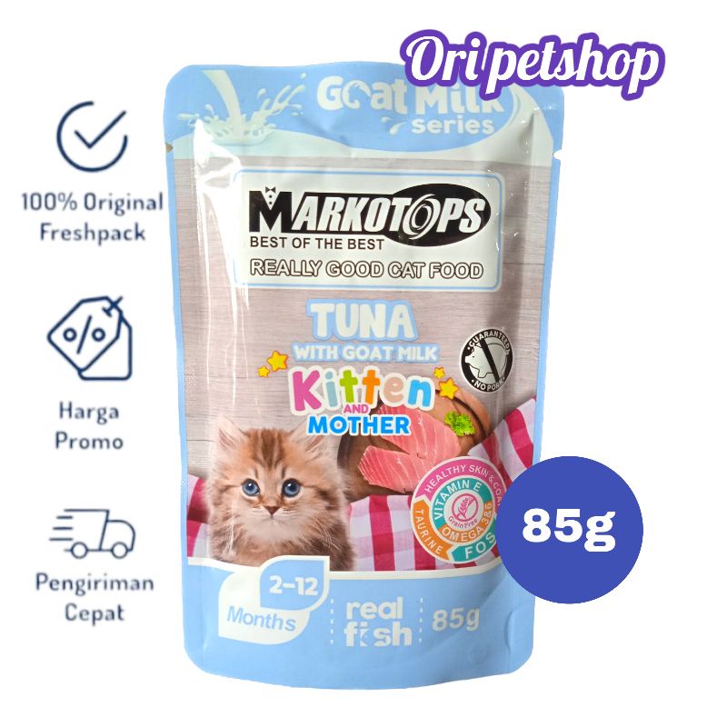 Markotops Pouch Sachet 85gr Wet Cat Food - Kitten Tuna Goat Milk