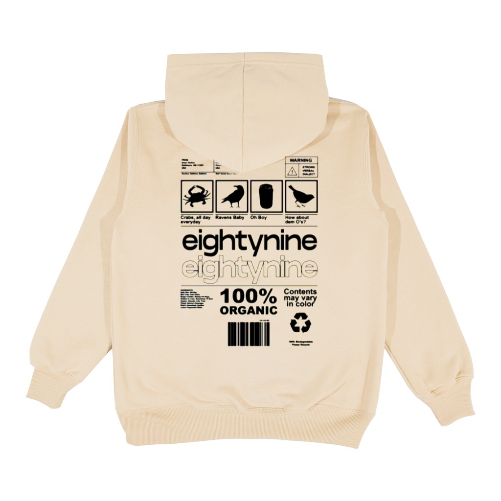 Sweater Hoodie Cream Pria Distro Original Brand Eighty Nine Terlaris Hodie Wanita Cream Oversize Keren Aesthetic