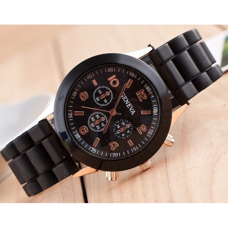 GENEVA Jam Tangan Wanita Pria COUPLE Analog Strap Rubber Fashion Casual Quartz Watch