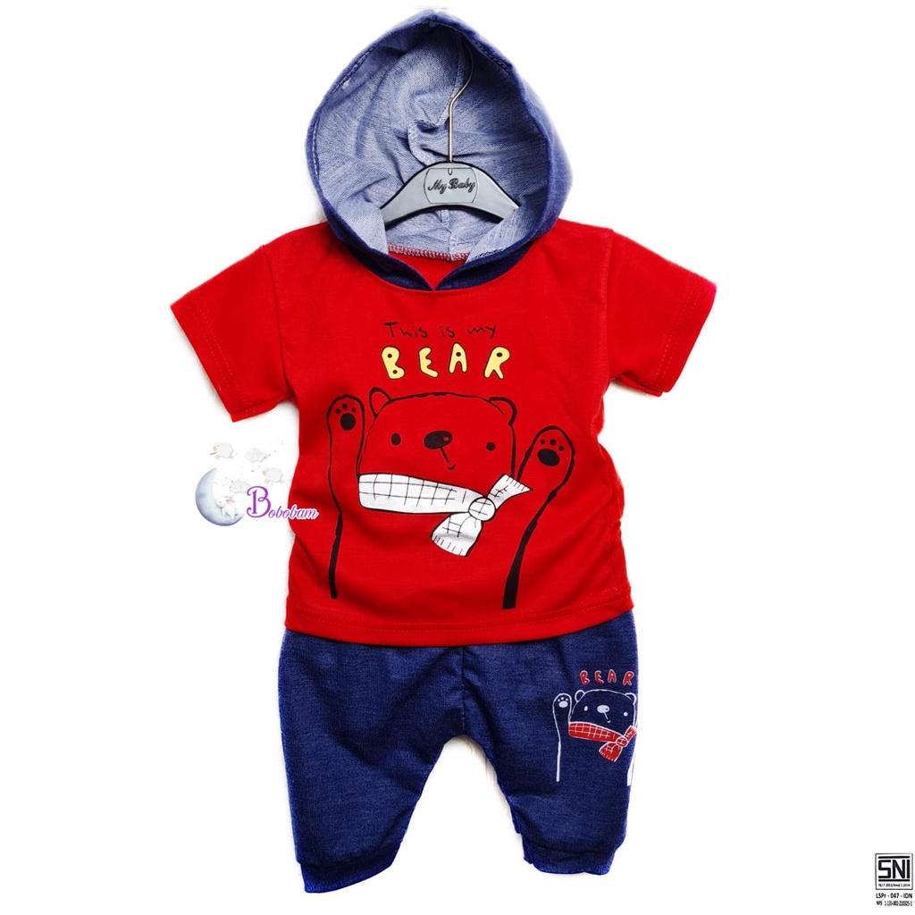 BAJU BAYI BOBOBAM BEAR HOODIE SETELAN ANAK LAKI-LAKI / SETELAN ANAK HARGA GROSIR