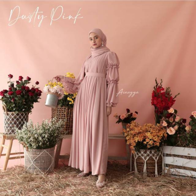 Ready  Clara Dress warna Dusty Pink Size S by ainayya.id