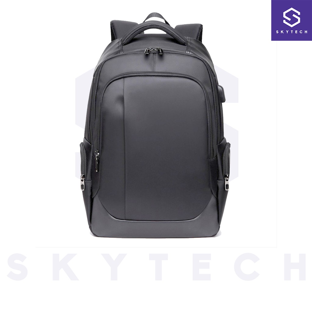 TAS RANSEL LAPTOP BUSINESS BACKPACK DENGAN USB CHARGER PORT - GRAY