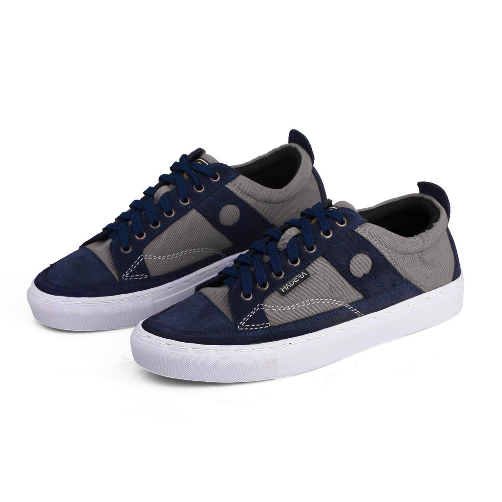Sneakers Pria Keren Bahan Canvas Warna Biru Komb Hadera | sneakers pria original | sneakers pria
