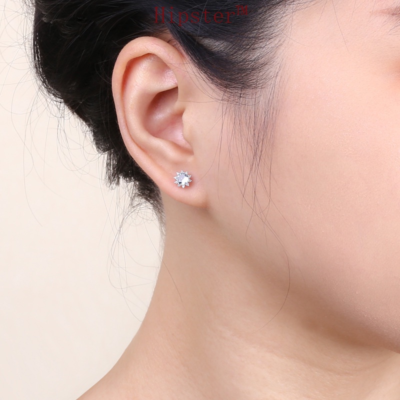 Hot Sale Light Luxury Ins Style Ocean Heart Sapphire Stud Earrings