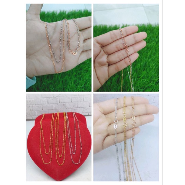 KALUNG PERAK WANITA ASLI 925 LAPIS EMAS/KALUNG RANTAI JEDAR 2 LAYER/ASLI SILVER 925/PERHIASAN KALUNG