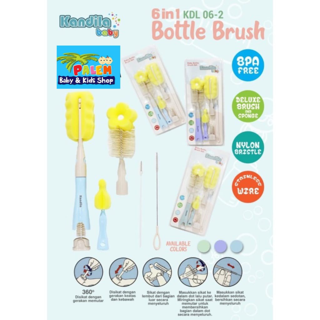 Kandila Bottle Brush 6in1 kdl06-2 sikat botol