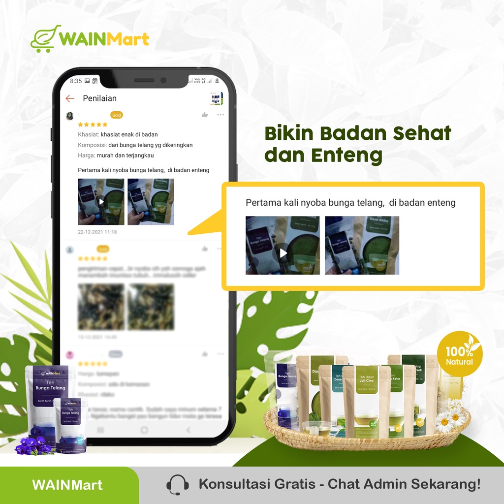 Bunga Telang TUMPUK PREMIUM 50gram Bunga Telang Tumpuk Pewarna Alami Herbal Organik dan Sehat