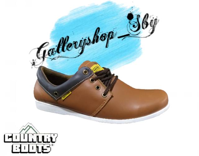 Sepatu County Boots Brown Coklat Tan Sekolah Kerja Kuliah Formal Resmi Traning Murah Terlaris