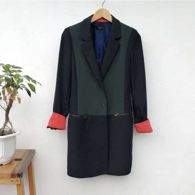Zishen long blazer / blazer unik / blazer vintage / baju kerja  baju formal
