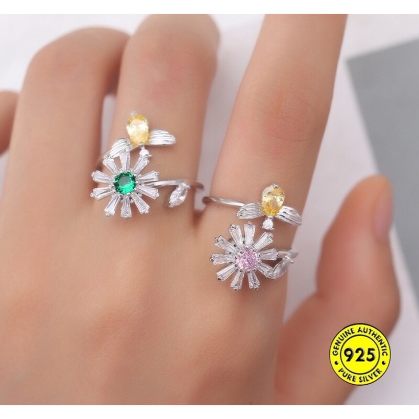 Cincin Model Terbuka Adjustable Bahan S925 Silver Untuk Wanita