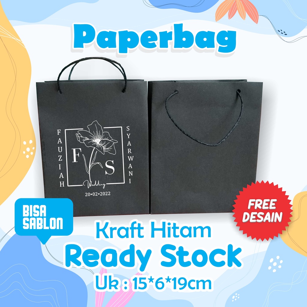 

Souvenir Pernikahan bentuk Paper bag bahan kraft Hitam, Paperbag Custom Kraft Hitam, Paper bag Sablon, Paper Bag Hitam Dengan Sablon