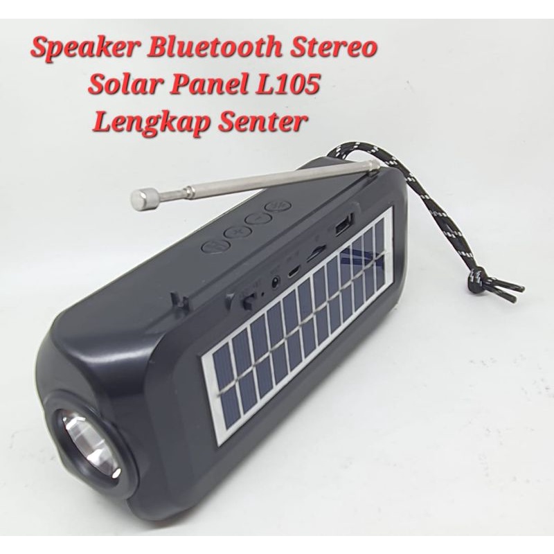 Speaker portable i solar panel L105 senter fm radio bluetooth