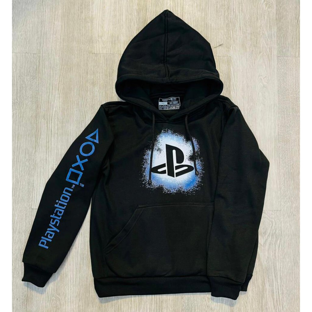 Hoodie Gamer Playstation Splash BLACK Cotton Fleece