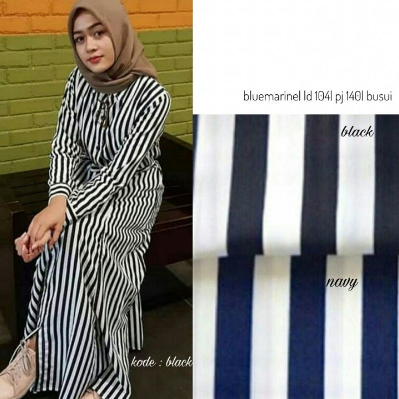 Dress maxy motif garis-garis gamis salur gamis busui