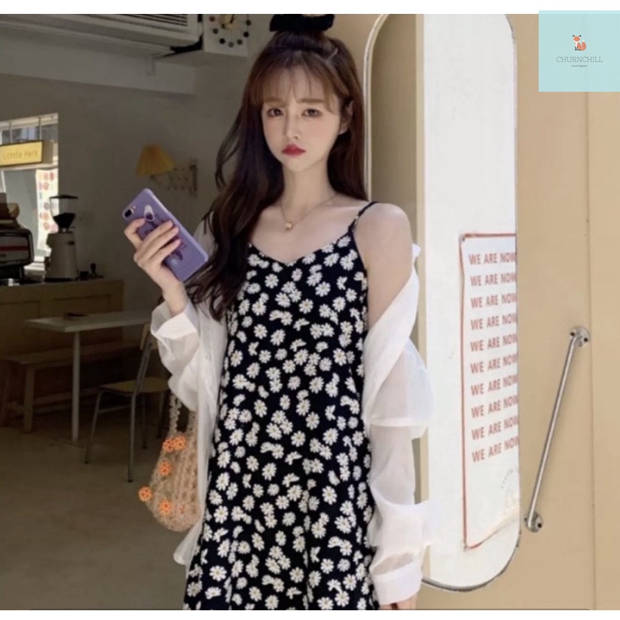 CC Baju Pakaian Dress Korea Flora Bunga Wanita