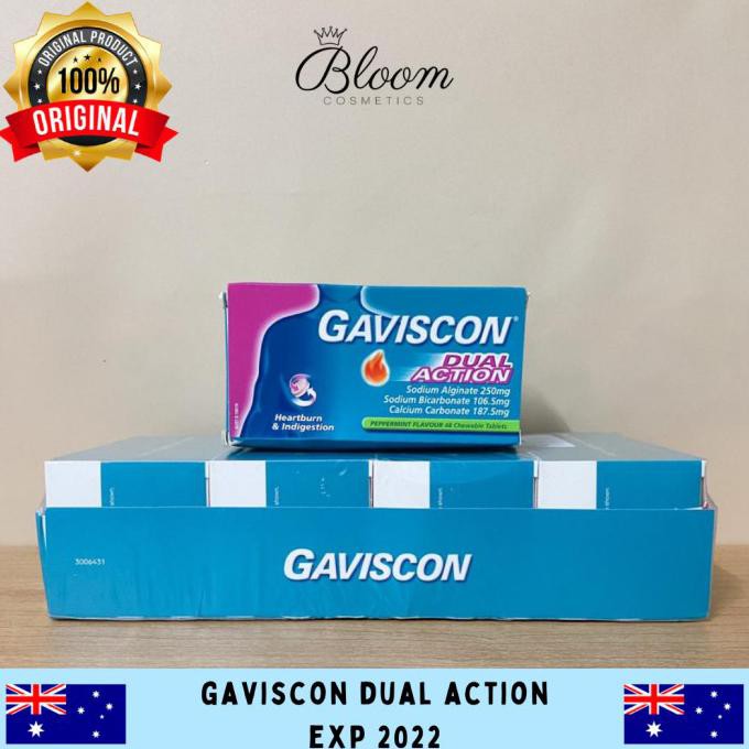 Gaviscon Dual Double Action Obat Maag Hisap 48 Tablet Ready Stok